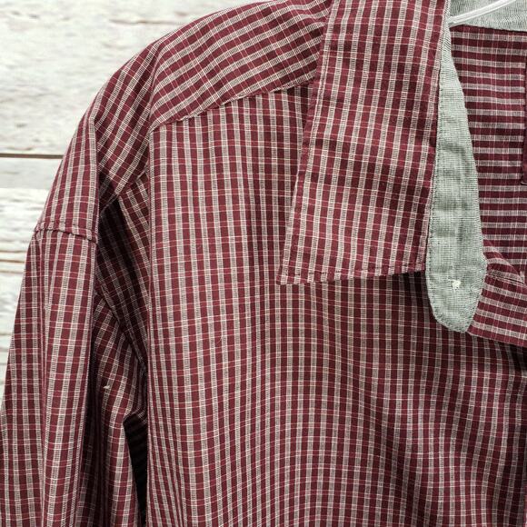 Antigua Men's Maroon Striped Button Up Long Sleeve Shirt Size 2XL - Picture 9 of 16